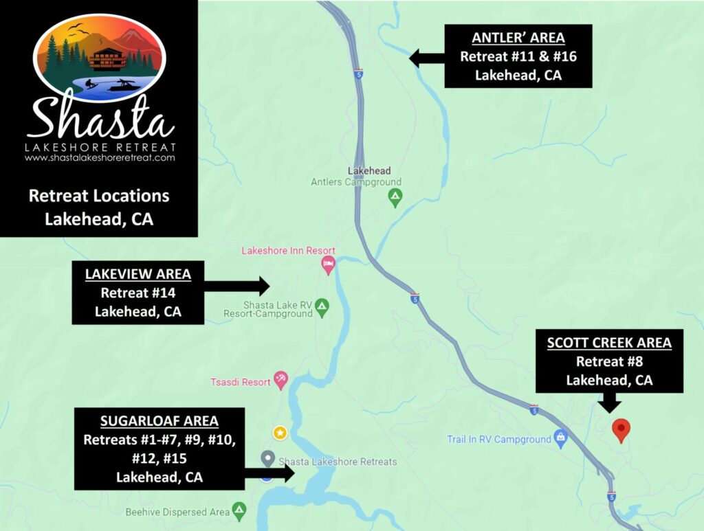Shasta Lake Map - Multiple Versions