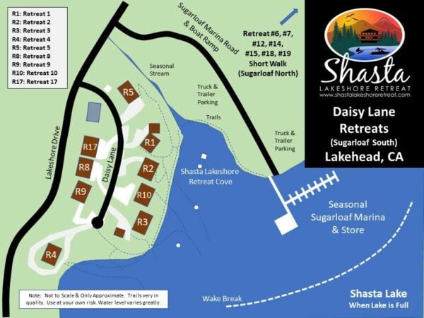 Shasta Lake Map Near Our Homes | Shasta Lake Cabins